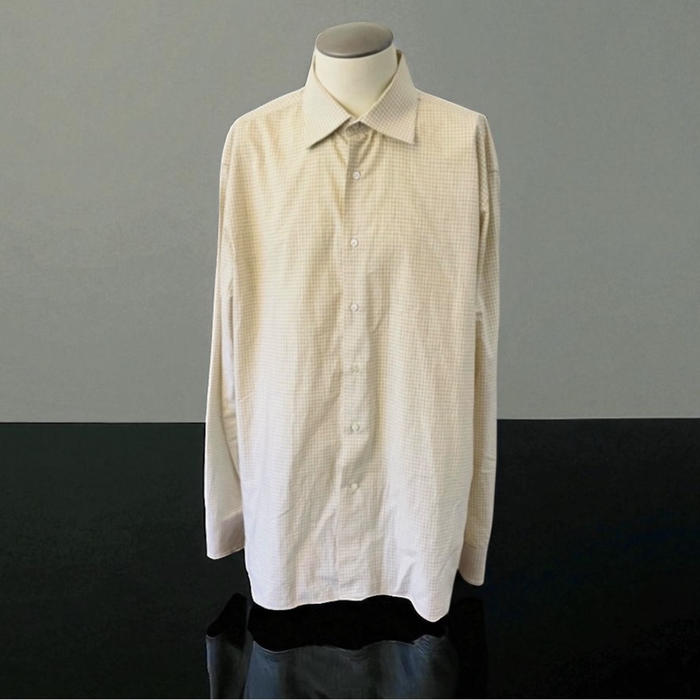 CANALI Check Sport Shirt Size 44 17.5